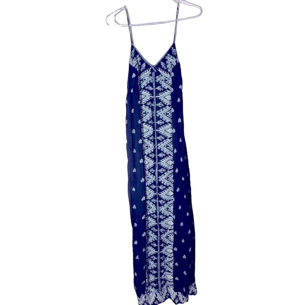 Aeropostale navy blue white boho maxi dress tribal size small
